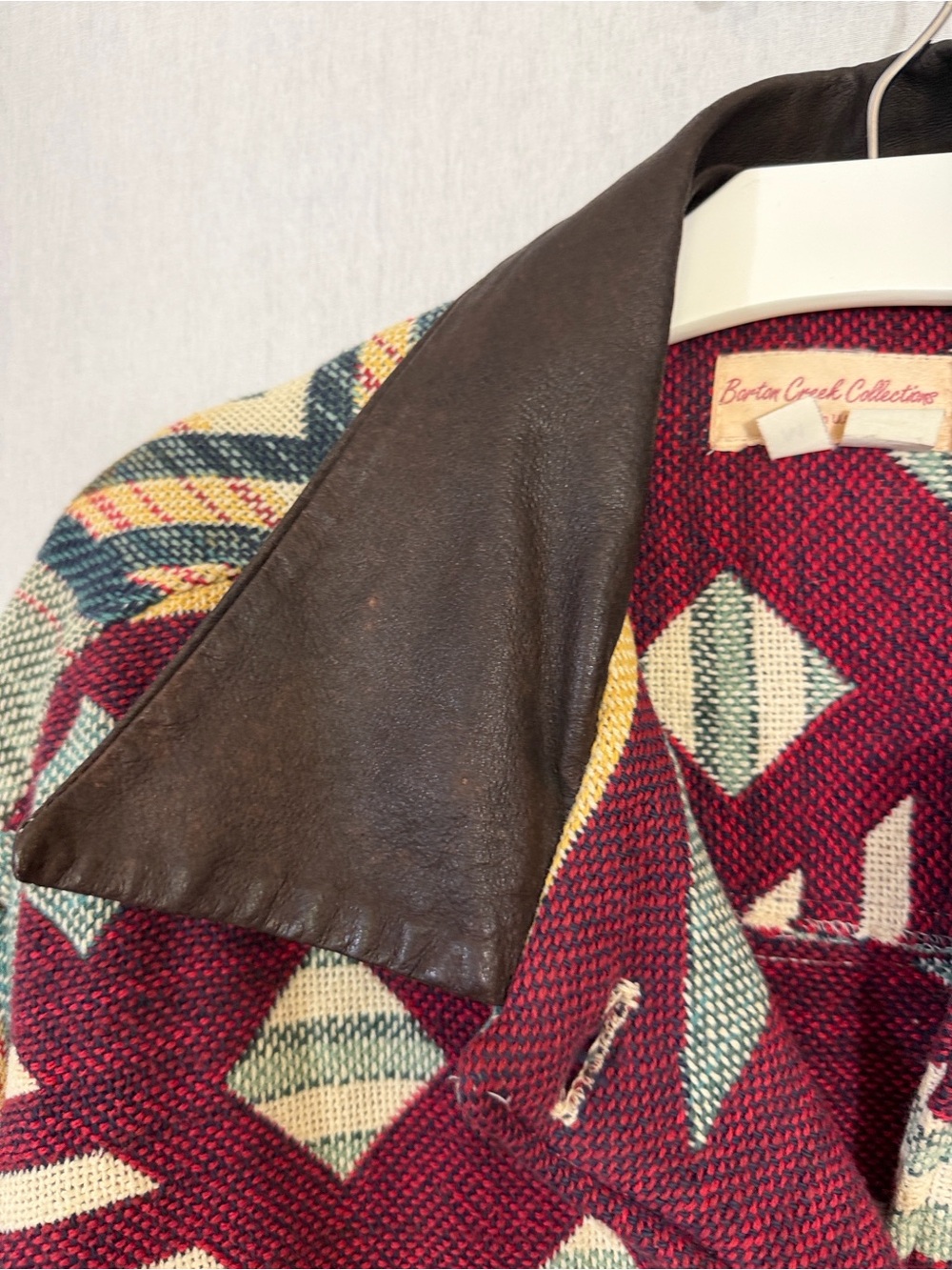 Vintage Boho Aztec Southwestern Western Cotton Jacket oversized Made in USA - Picture 7 of 9